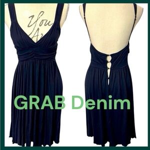 GRAB Denim Australia Black Deep V Neck Open Back Sun Dress (M)